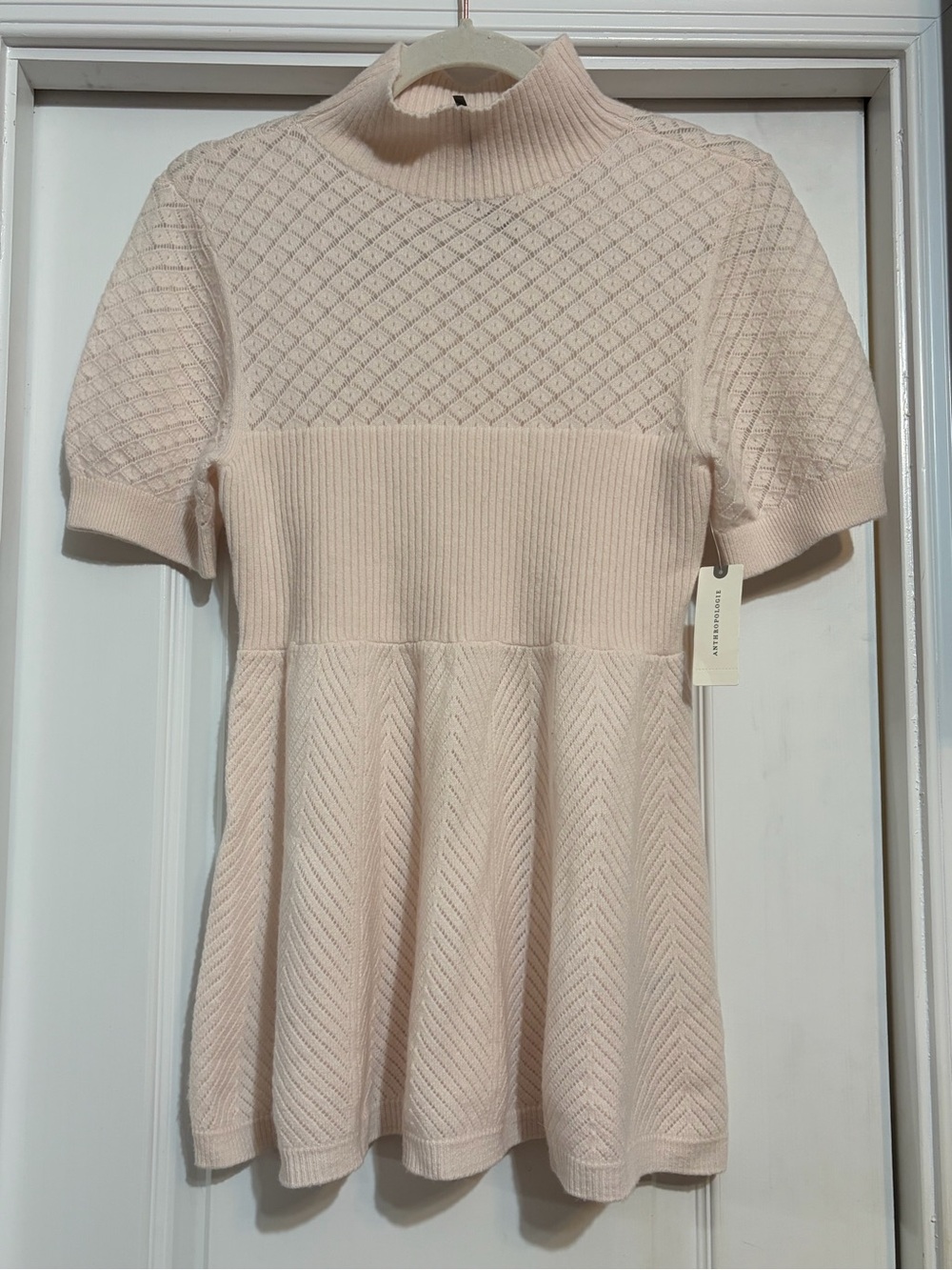 NWT. Anthropologie Mock-Neck Cashmere Blend Sweater Tee - Picture 4 of 9